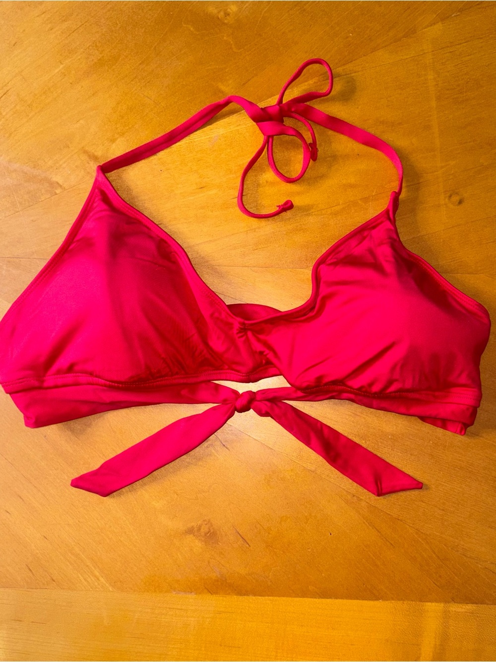 Ladies XL Kona Sol Pink Bikini Swim Pool Top String Tie Summer Beach EUC